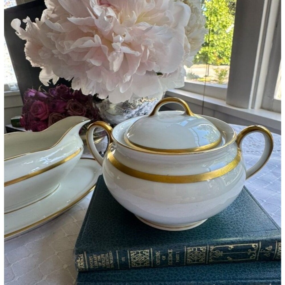 Vintage Schönwald Bavaria EAMAG Empire Porcelain GOLD rim Sugar Bowl Covered Lid - Picture 9 of 16